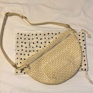 Clare V Grand Fanny Cream Woven Checker